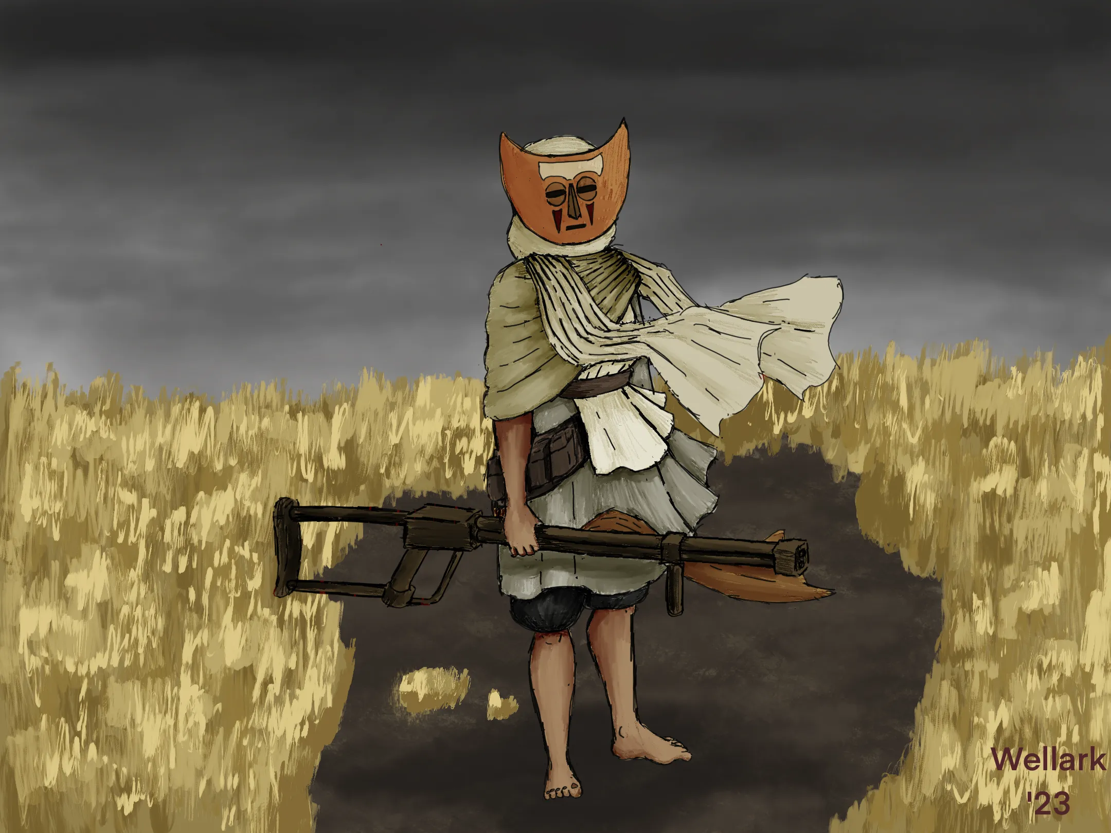 A steppe nomad holding a long-gun