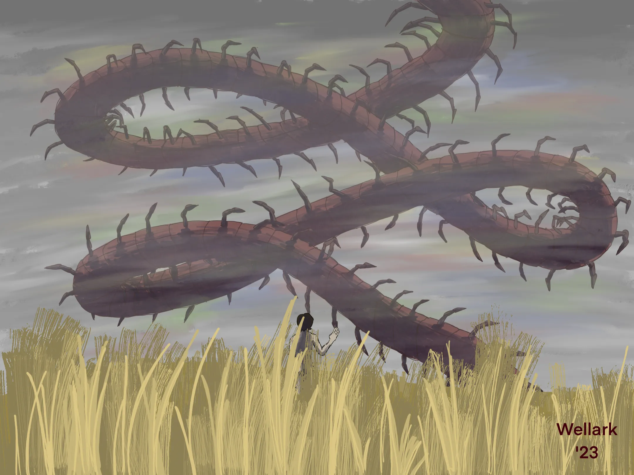 The eternal centipede weaving through the sky
